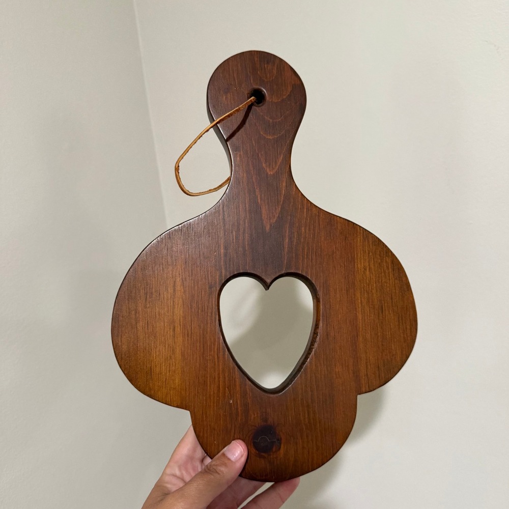 Vintage Wood Heart Cutout Wall Hanging Quatrefoil Shape Country Folk Art Decor